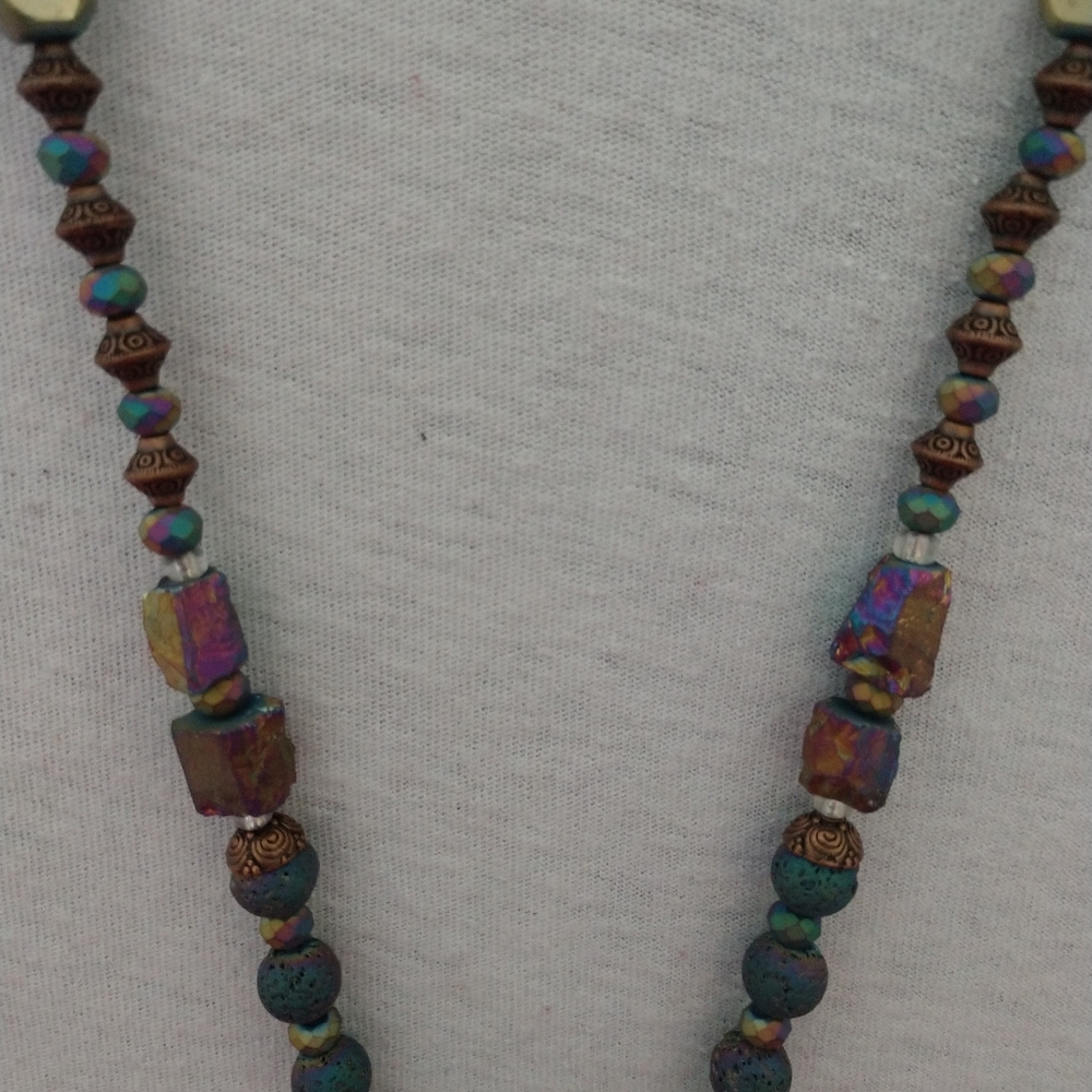 Hand Crafted Titanium Quartz Necklace And Earrings Set - Picture 3 of 8